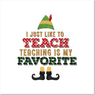 I just Like to Teach Buffalo Plaid Teacher Christmas Gift Posters and Art